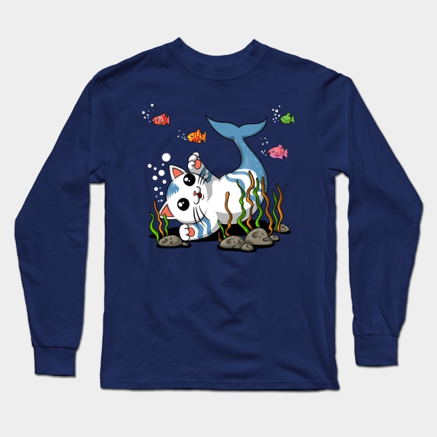 Cat Mermaid Long Sleeve T-Shirt by underheaven